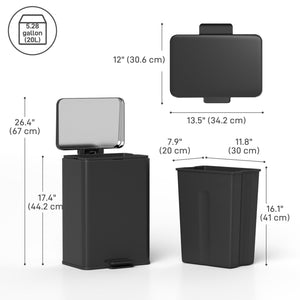 Garbage Bin, Soft-Close Trash Can with Foot Pedal, 5 Gallon (20 L) Garbage Can with Removable Inner Bucket – view 2