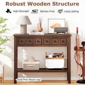 38 Inch Rustic Console Table with 2 Drawers and Bottom Open Shelf-Espresso view 8