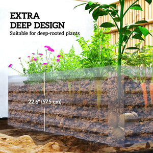 6' x 3' x 2' Raised Garden Bed, Galvanized Planter Box for Growing Flowers, Herbs and Vegetables, Brown – view 10