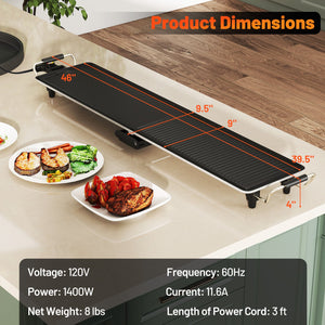 39.5 Inch Extra Large Electric Griddle with 2 Cooking Surface and Adjustable Temperatures view 3