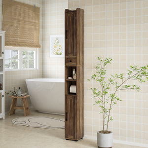 Narrow Bathroom Cabinet, Tall Bathroom Storage Cabinet with Barn Doors, Drawer and Adjustable Shelves – view 7