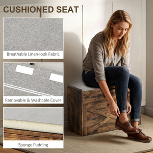 Shoe Storage Bench with Flip Drawer and Lift Top Storage, Entryway Bench with Seat Cushion for Hallway – view 13