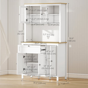 5-Door Kitchen Pantry Cabinet, Freestanding Storage Cabinet Cupboard with Adjustable Shelves, 71"