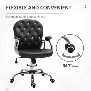 Office Chair, Comfortable Computer Desk Chair with Padded Seat and Adjustable Height, Tufted Back, Black – view 11