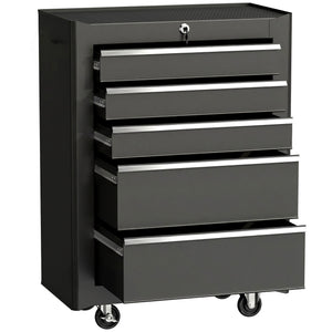 5-Drawer Rolling Tool Cabinet on Wheels, Lockable Tool Chest, Tool Organizer for Garage