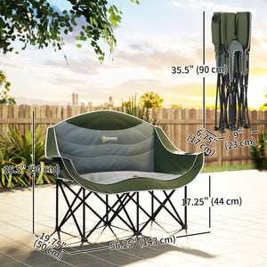 Portable Camp Chair, Double Camping Chair with Cup Holders and Carry Bag, Support 551 lbs, Dark Green – view 2