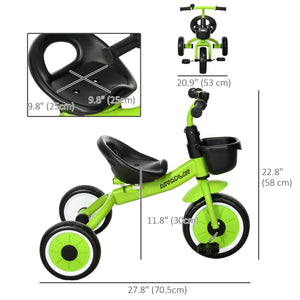 Qaba Tricycle for Toddler 2-5 Year Old Girls and Boys, Toddler Bike with Adjustable Seat, Basket, Bell