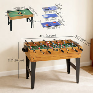 Soozier 48 in 13-in-1 Combo Multi Game Table with Foosball, Pool, Hockey and More for Adults, Light Walnut
