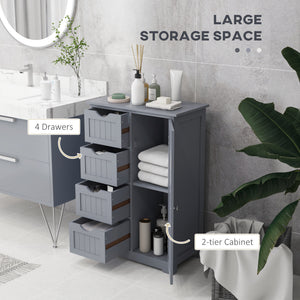 Bathroom Storage Cabinet, Floor Cabinet with Adjustable Shelf and 4 Drawers, Side Cabinet for Washroom – view 24