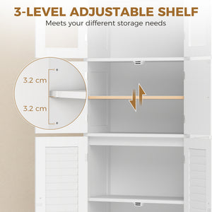 Freestanding Bathroom Cabinet with Glass/Louvred Doors, Tall Bathroom Cabinet for Kitchen, Study, Living Room