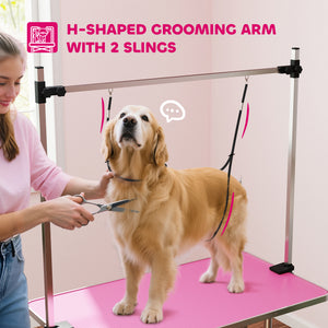 Adjustable Dog Grooming Table with 2 Safety Slings, Storage Basket, Black – view 26