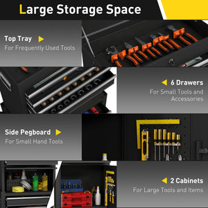 Large Tool Cabinet, 3-in-1 Rolling Tool Chest, Detachable Tool Storage Organizer with 6 Drawers and – view 3