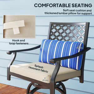 Outdoor Bar Stools Set of 2, Bar Height Swivel Patio Chairs with Cushion, Pillow Footrest for Poolside, Backyard