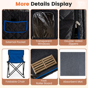 3L Portable Steam Sauna for Home Fast-Heat with 9-Level Remote Control and Folding Chair-Black view 8