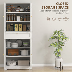 72.4" Tall Kitchen Pantry Cabinet, Modern Freestanding Storage Cabinet with Shaker Doors and Adjustable Shelves, White
