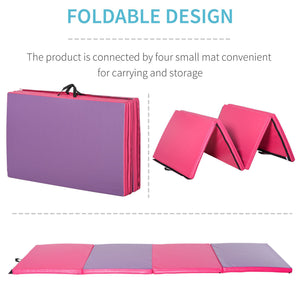 Soozier 4'x10'x2" Folding Gymnastics Tumbling Mat, Exercise Mat with Carrying Handles for Yoga, MMA, Martial Arts, Dark