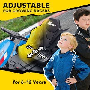 Qaba 24V Electric Go Kart with Dual 150W Motors, Adjustable Seat & 11.2MPH High Speed, Slow Start, 5-Point Harness