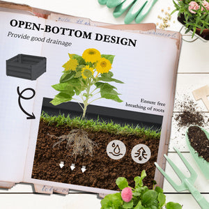 Galvanized Planter Box, Outdoor Raised Garden Bed with 3-Tier Trellis Tomato Cage for Climbing Vines – view 11