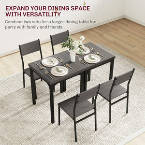 Dining Table Set for 2, 3 Piece Kitchen Table and Chairs with Metal Legs for Small Spaces, Natural Wood