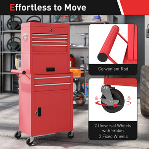 Large Tool Cabinet, 3-in-1 Rolling Tool Chest, Detachable Tool Storage Organizer with 6 Drawers and – view 12
