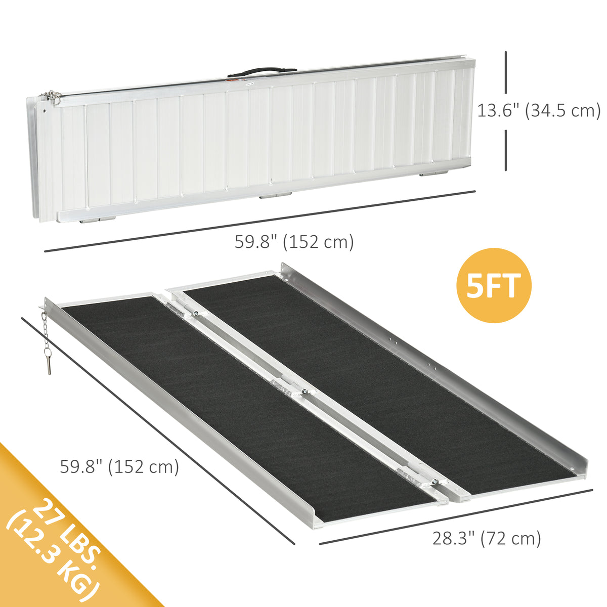 Foldable Portable Wheelchair Ramp Easy Access Carrier Ramp (5ft)