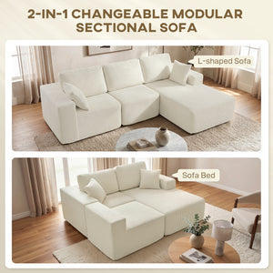 2-in-1 Modular Sectional Sofa, Boneless L Shaped Couch Sofa Bed, Dark Grey – view 10