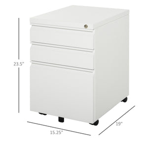 3 Drawer Filing Cabinet, Lockable Office Storage Cabinet on Wheels for Legal, Letter, A4 Files, Black – view 9