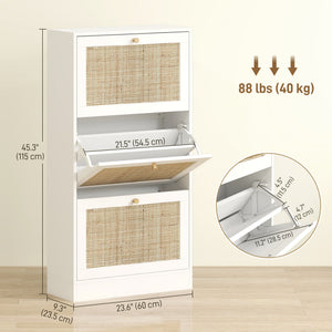 Rattan Shoe Storage Cabinet with 3 Flip Drawers and Adjustable Shelves, Entryway Shoe Cabinet for 18 Pairs – view 16