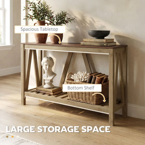 52" Console Table, Farmhouse Narrow Entryway Table with Storage Shelf – view 3