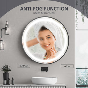 LED Bathroom Mirror for Vanity, Dimmable Lighted Anti Fog Wall Mirror with 3 Temperature Colors, Plug-in, 24 Inch