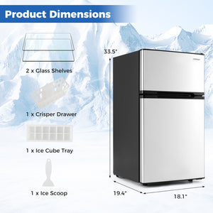 3.2 Cu.Ft Mini Fridge with Freezer Double Door Small Refrigerator with Adjustable Thermostat-Silver view 4