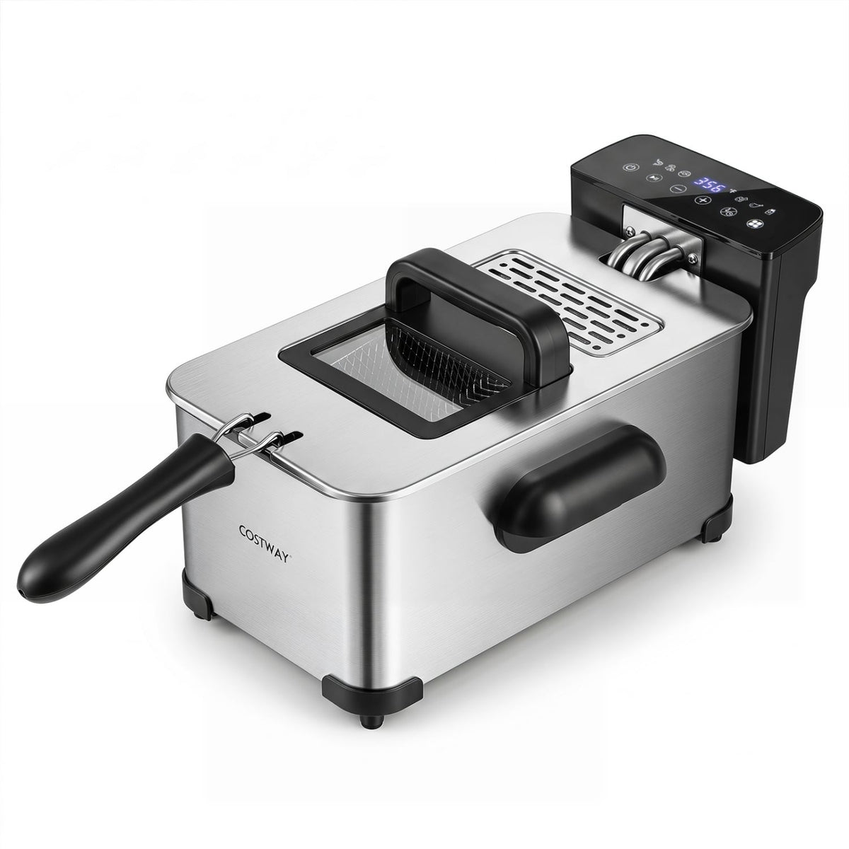3.2-Qt Electric Deep Fryer with 1700W LED Touch Screen and Enamel Oil Tank-Silver view 2