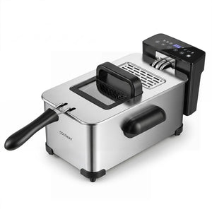 3.2-Qt Electric Deep Fryer with 1700W LED Touch Screen and Enamel Oil Tank-Silver view 2