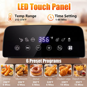 3.2-Qt Electric Deep Fryer with 1700W LED Touch Screen and Enamel Oil Tank-Black view 5