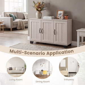 3-Door Buffet Sideboard with Adjustable Shelves and Anti-Tipping Kits-White Wash view 9