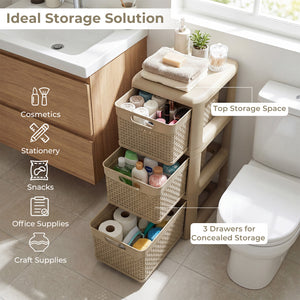 3-Drawer Storage Organizer with Wicker Patterns-Black view 7