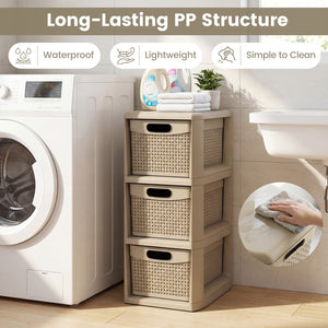 3-Drawer Storage Organizer with Wicker Patterns-Black view 8