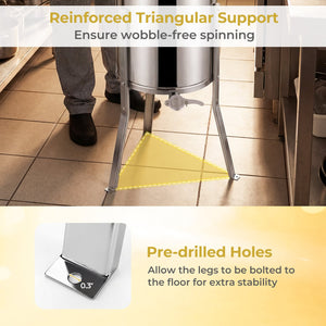 3 Frame Manual Honey Extractor with Bottom Gravity Flow Gate and Clear Lid for Home Apiary view 7