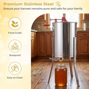 3 Frame Manual Honey Extractor with Bottom Gravity Flow Gate and Clear Lid for Home Apiary view 9