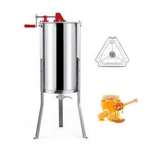 3 Frame Manual Honey Extractor with Bottom Gravity Flow Gate and Clear Lid for Home Apiary