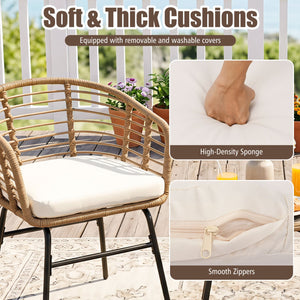 3 Pieces Outdoor Patio Furniture Set with Soft Cushions-White view 7