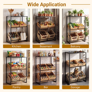 3-Tier Drink Crate Rack with Shelf for Beer and Water for Kitchen and Garage-Black view 7