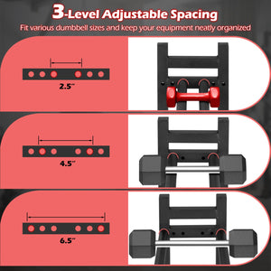 3-Tier Dumbbell Rack 529LB Capacity Heavy-Duty Adjustable Weight Rack Stand-Black view 7