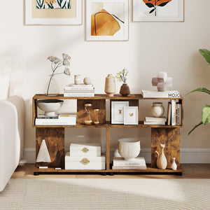 3-Tier Modern S-shaped Bookshelf with Adjustable Feet-Rustic Brown view 9