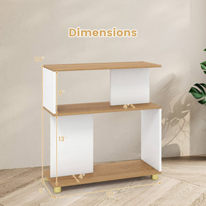 3-Tier Modern S-shaped Bookshelf with Adjustable Feet-White view 5