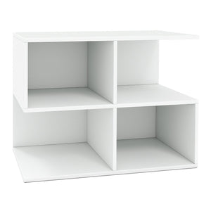 3-Tier Modern S-shaped, End Table, with 4 Storage Cubes-White