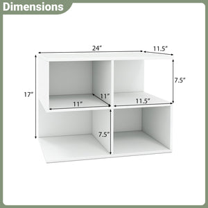 3-Tier Modern S-shaped, End Table, with 4 Storage Cubes-White view 5