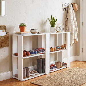 3-Tier Shoe Rack Modern Shoe Organizer with Stackable Design-White view 3