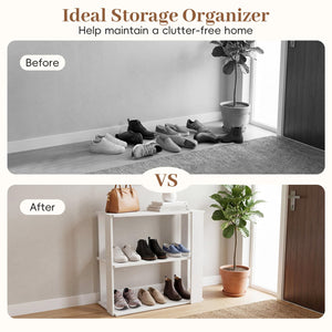 3-Tier Shoe Rack Modern Shoe Organizer with Stackable Design-White view 9