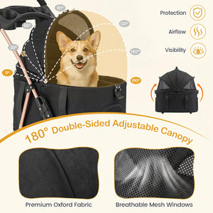 3-in-1 Pet Stroller for Small Medium Dogs Foldable with Detachable Carrier-Black view 8